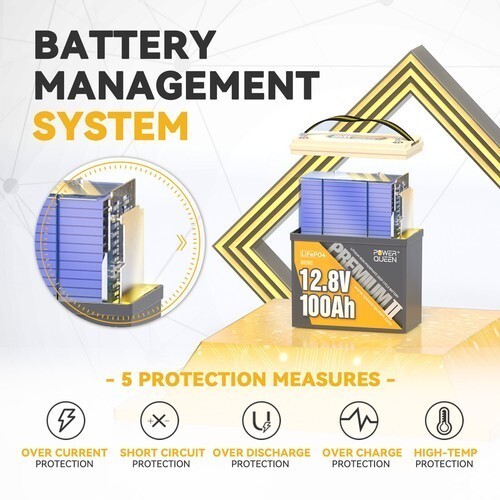 PowerQueen12V LiFePO4 Lithium Battery 100Ah/200Ah/300Ah For RV Solar Marine lot gallery