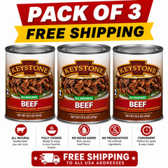 Keystone Meats All Natural Beef 3 Cans | Fully Cooked 14.5 oz Canned Meat Bulk