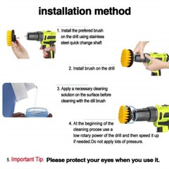 3 Pcs Drill Brushes Set Tile Grout Power Scrubber Cleaner Spin Tub Shower Wall