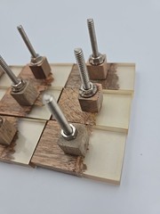 Modern Brutalist Wood & Resin Cabinet Drawer Knob set 12 Rectangular Shape READ