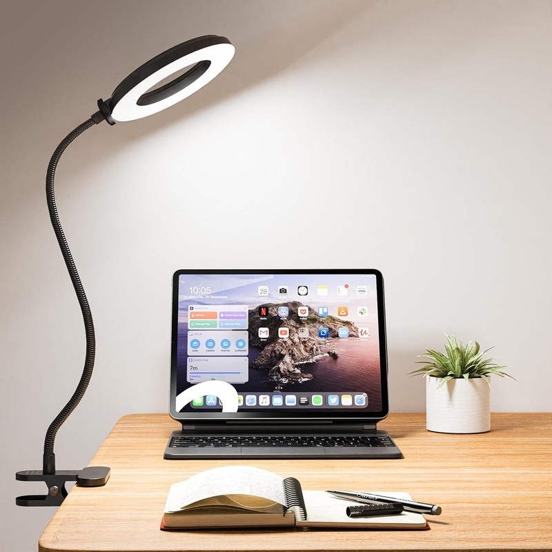 Clip on Lamp for Bed Headboard with Clamp for Reading, Small Clip on Light for D