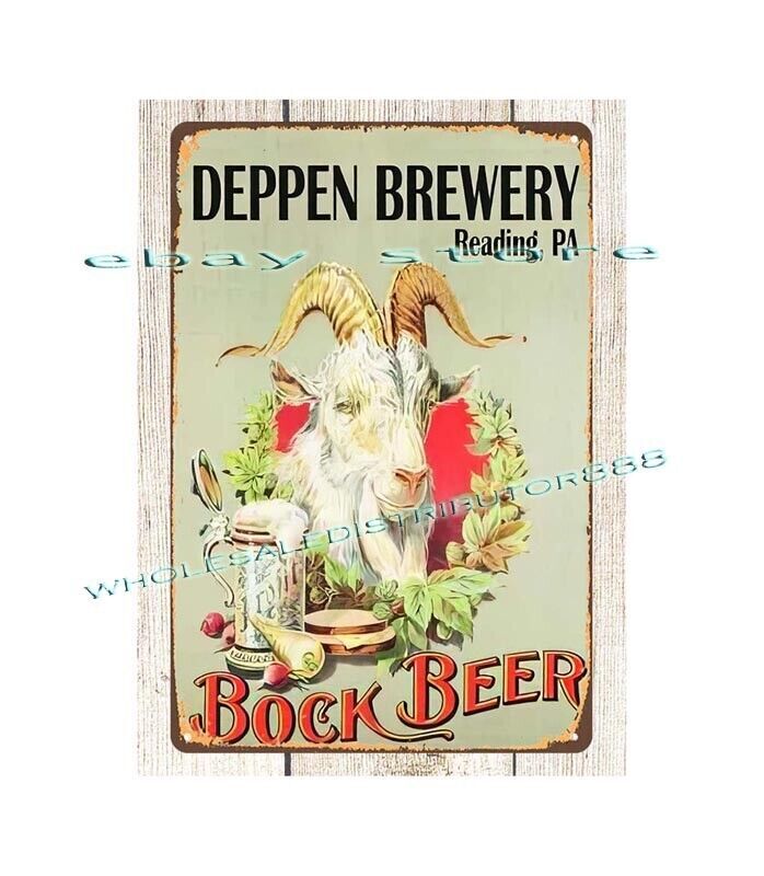 Deppen bock beer brewery Reading Pennsylvania metal tin sign garage cabinets