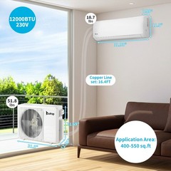 12,000 BTU Mini Split Air Conditioner AC Unit with Heat Pump & Remote & WIFI