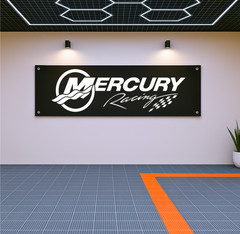 Mercury Racing Banner 71×24 Polyester Custom Garage Wall Sign Speed Shops