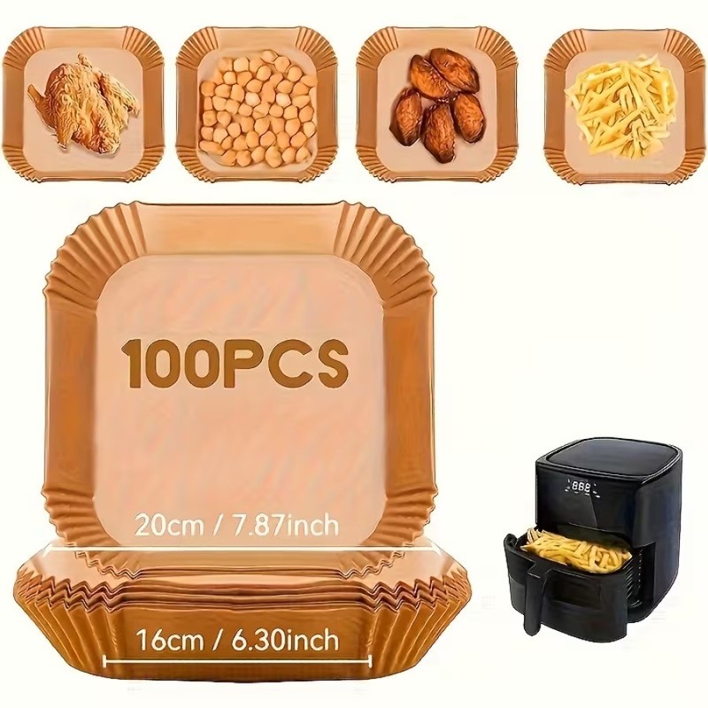 100 Pack Non-Stick Air Fryer Disposable Non-stick Baking Parchment Paper Liners gallery