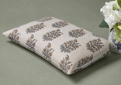 Handmade Organic Buckwheat Pillow – Neutral Floral Cotton Cover – 3 Sizes