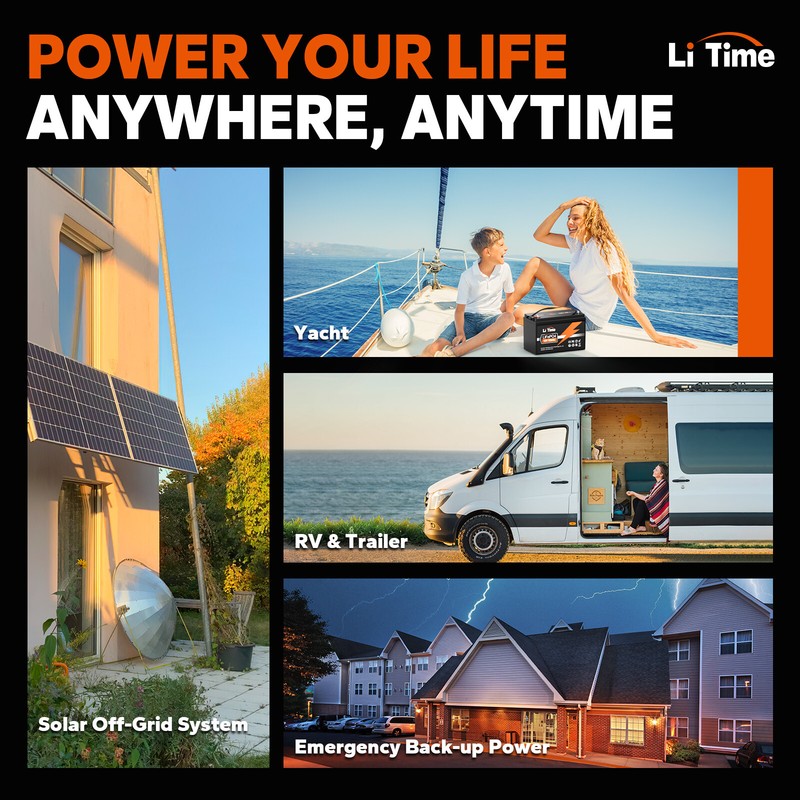 Litime 12V 100Ah LiFePO4 Lithium Battery 100A BMS 4000-15000 Cycles for RV Solar gallery
