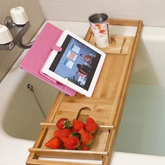 Bathtub Caddy Wooden Bamboo Bathtub Rack Tray Bathroom Tablet Holder Organizer