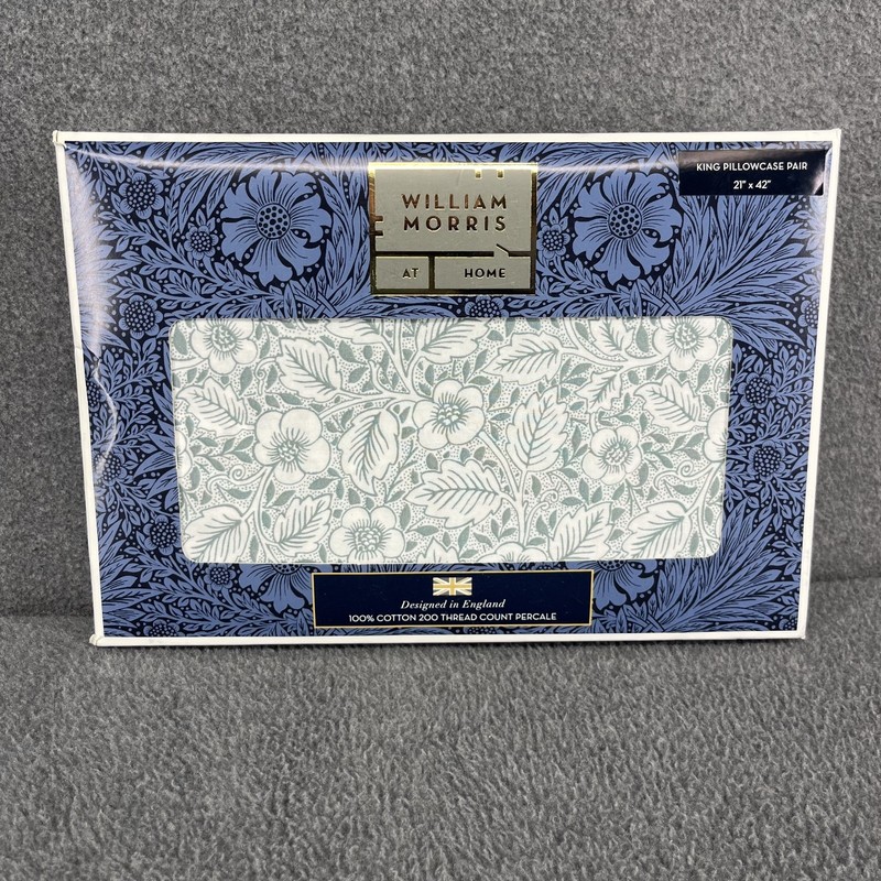 William Morris King Pillowcases Pair CHRISTCHURCH – MINERAL floral 21″ X 42″