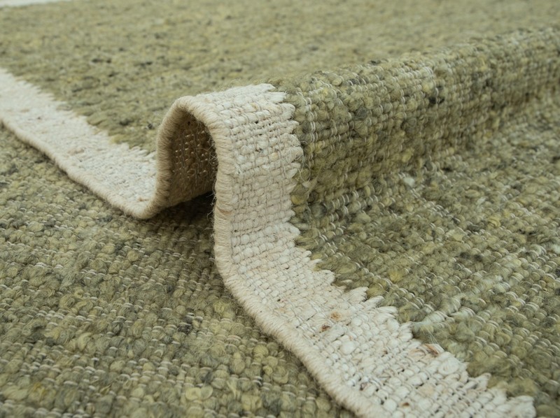 Natural Wool Jute Green Solid Plain High Quality Hand Woven Premium Quality Rug