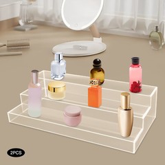 3 Tiers Display Stands 2Pcs Clear Acrylic Step Storage Shelf Makeup Holder Rack