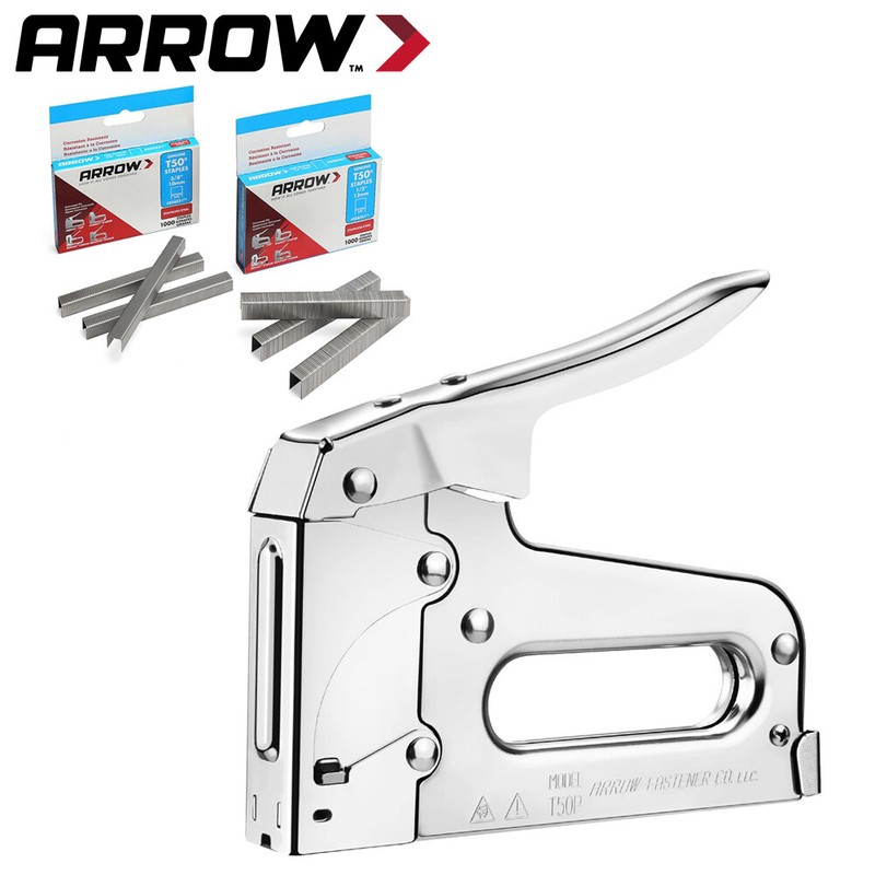 Arrow T50 Heavy Duty Staple Gun Kit With 3750PC T50 1/4″ 3/8″ 1/2″ Steel Staple