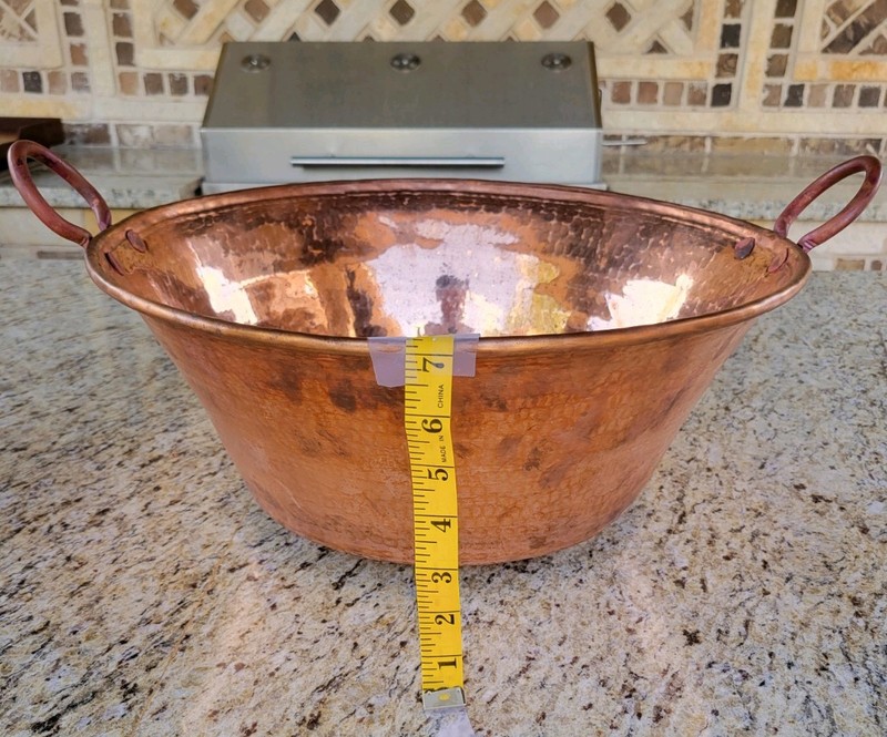 CAZO DE COBRE 17" inch MICHOACANO COPPER POT 18MM GAUGE. gallery