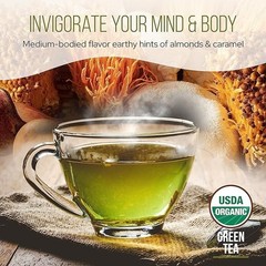 La Republica USDA Organic Mushroom GREEN TEA (Full-Fruiting Bodies) 70 Servings