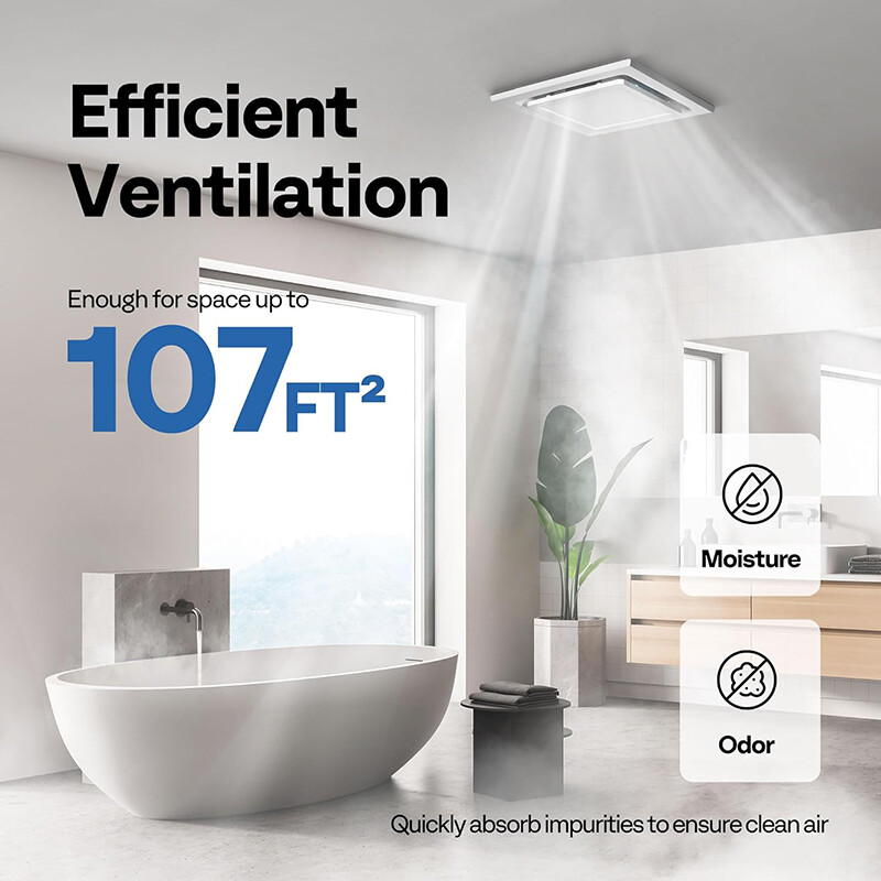 2set Bathroom Exhaust Fan 165 CFM with 6500K LED Light & Duct Hose 1.5 Sones Fan gallery