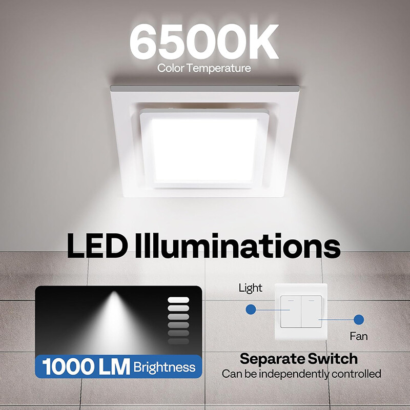 2set Bathroom Exhaust Fan 165 CFM with 6500K LED Light & Duct Hose 1.5 Sones Fan gallery