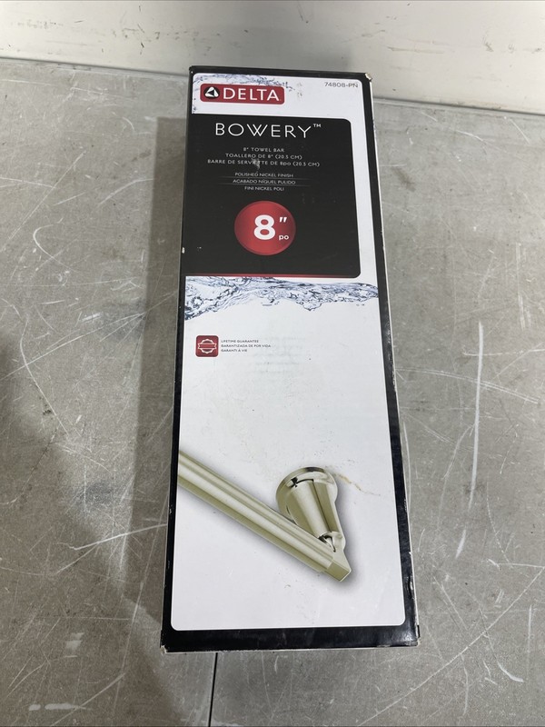 Delta 74808-PN Bowery 8″ Towel Bar – Brilliance Polished Nickel READ
