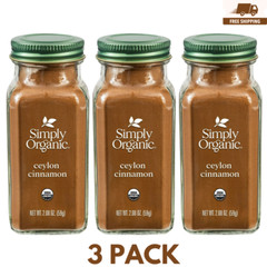 Simply Organic Organic Ground Ceylon Cinnamon, GMO Free 2.08 oz Bottle, 3 Pack
