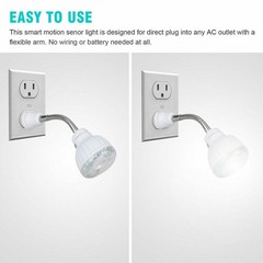 LED Sensor Night Light Motion-Activated AC Outlet Plug-In Wall Stair Lamp Indoor