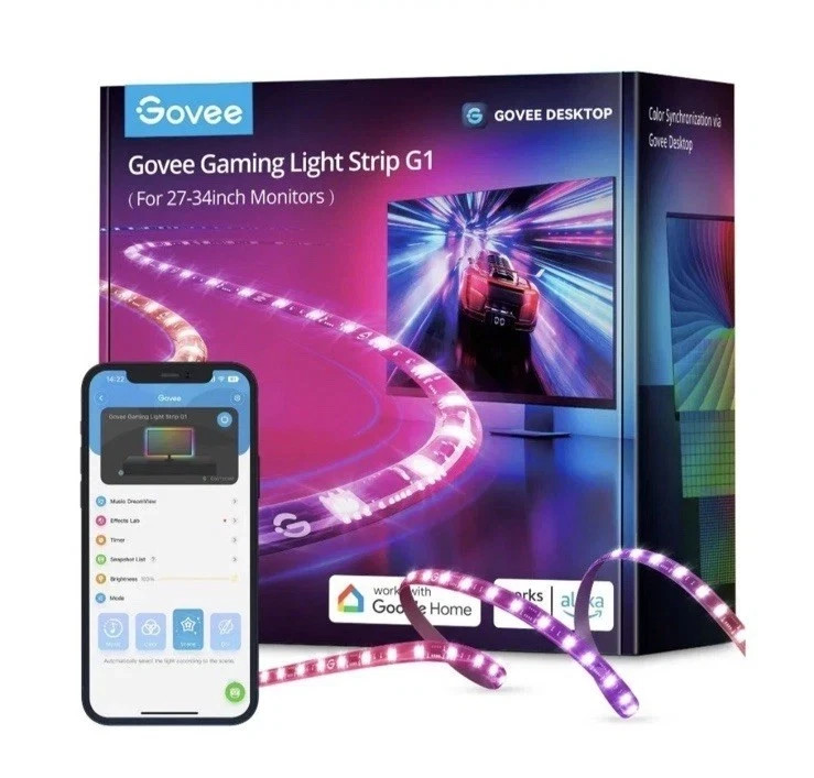 Govee RGBIC Gaming Light Strip G1 Smart LED Backlight for 27-34 Inch Monitors