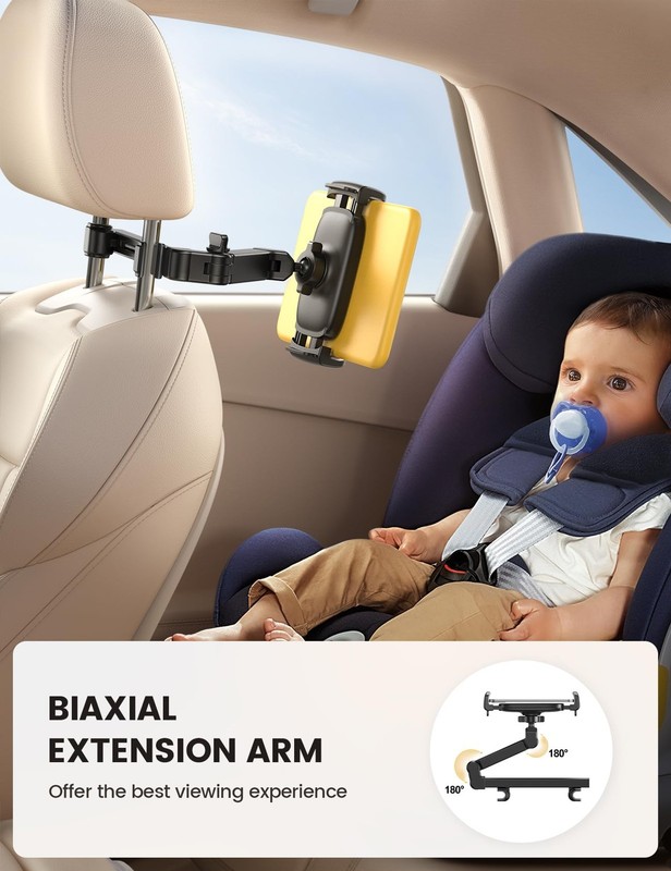 Lamicall Car Headrest Tablet Holder - [3 in 1 Extension Arm] Adjustable Tablet C gallery