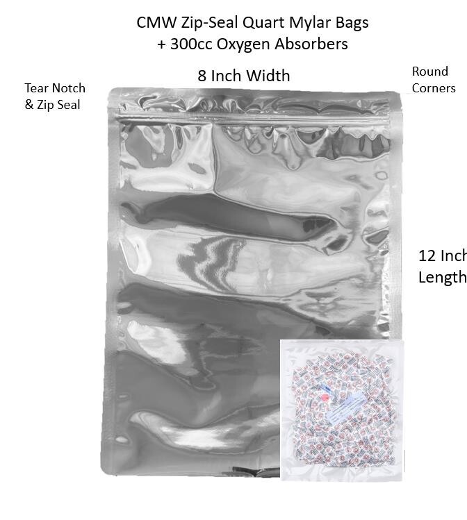 NO STOCK1 Quart Mylar Bags Zip Seal Reusable Food Storage+300CC Oxygen Absorbers gallery