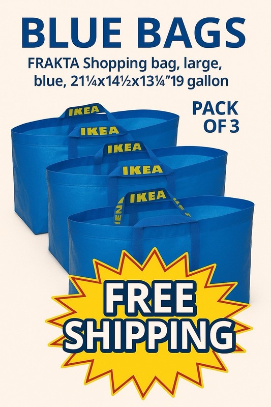 IKEA 172.283.40 Reusable Shopping Bag 19 Gallon – Blue (3 Pack)