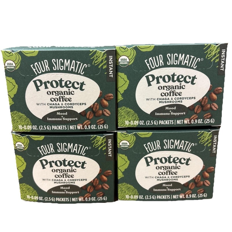 4-Pack Four Sigmatic Protect Organic Instant Coffee Chaga & Cordyceps 10 Ea 6/27