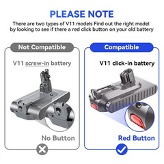 8ah Click In Battery For Dyson V11 SV15 SV16 Detect Replacement Battery