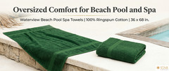 Hotel & Spa Pool Beach Towels 100% Ring Spun Cotton Kashmir Green | Multipack