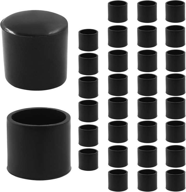32Pcs Round Black Rubber Furniture Leg Caps, 1/2 Inch (12mm) Table Chair Leg Tip