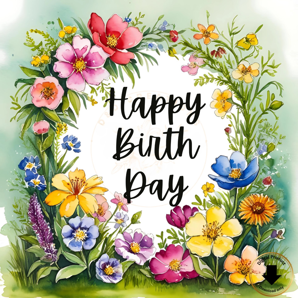 Floral Digital Birthday Card Printable