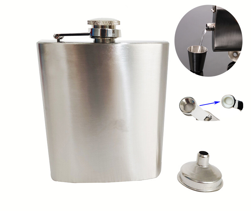 12oz Stainless Steel Whiskey Alcohol Pocket Flask with Portable Funnel 7»*3.7»