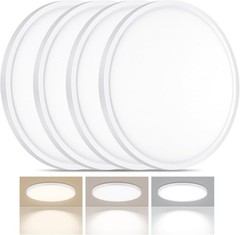 4 Pack 24W LED Flush Mount Ceiling Light Ultra Thin Round White 3000k/4000/6500K