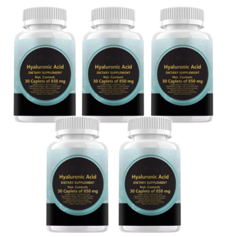 PACK 1-5 New Hyaluronic-Acid 30 Caplets 850 mg Replenish energy
