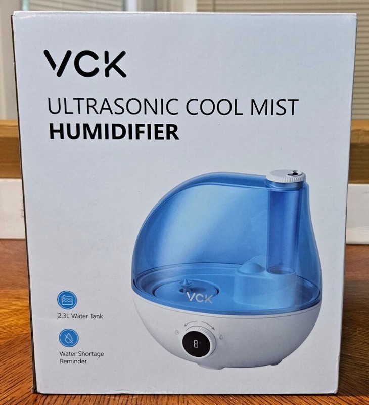 VCK 2.3L Ultrasonic Cool Mist Humidifier, Quiet, 24hrs, 3 Mist Levels, «NEW»