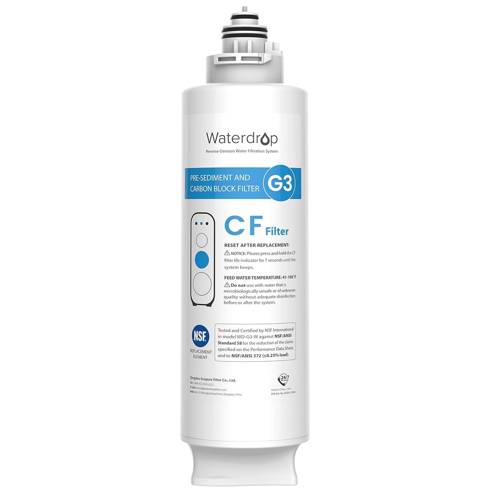 Waterdrop G3-N1CF RO System Replacement Filter 6-Month Replacement for G3-W &
