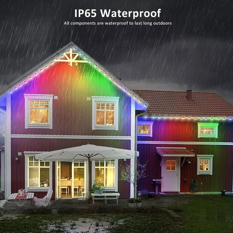 APP & Voice Control Smart Outdoor LED Strip Lights 20M RGBIC Permanent for Party gallery