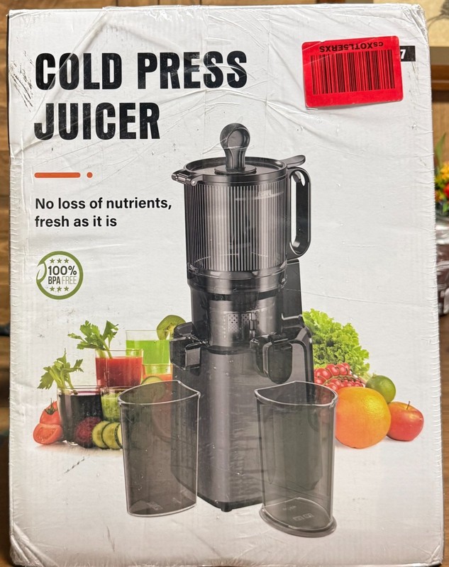 Cold Press Slow Masticating Juicer BPA Free Juice Extractor Black Open Box