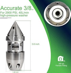 3/8 npt Sewer Jetter Nozzle for 2900 PSI, 40 L/min Pressure Washer – Stainless S