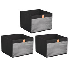 Black 14.5 In. X 10.3 In. Fabric Decorative Basket Set of 3 with Clear Window an