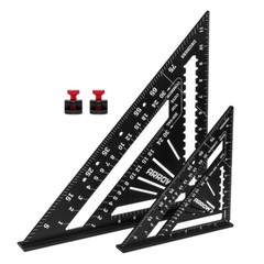 Arrow 2PCS Aluminum Alloy Carpenter Square Set 7″ 12″ Rafter Square Layout Tools