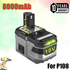 8.0Ah 18V Battery For RYOBI 18 Volt P108 One Plus High Capacity Lithium-Ion New