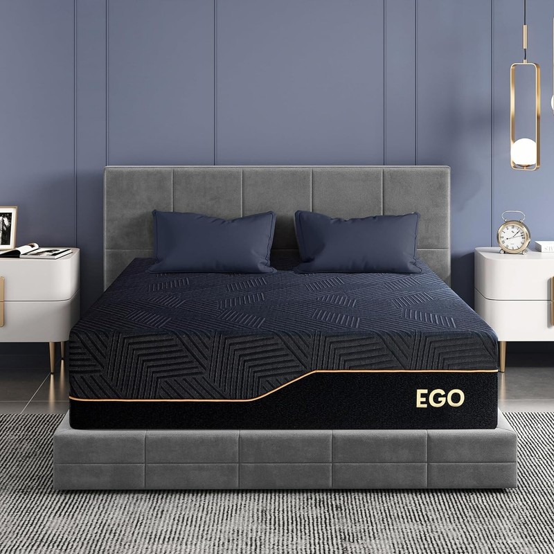 EGOHOME 14 Inch King Size Memory Foam Mattress for Back Pain, Cooling Gel Mattre