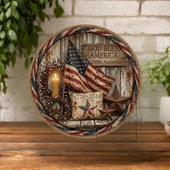 USA 250th Anniversary Metal Wreath Sign Patriotic Welcome Door Wall Decor Gift