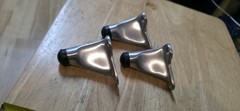 NOS VTG Lot 3 Satin Nickel Wall Door Stops Heavy Duty Commercial Rubber Bumper