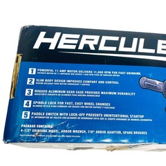 Hercules HE61P 11 Amp 4.5 Inch Paddle Switch Small Angle Grinder Corded Electric