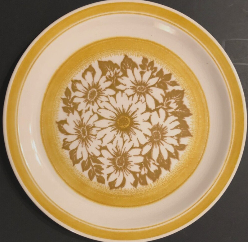 JAMESTOWN White Yellow Daisy Vintage Ironstone Flower USA Dinner Plate 10 1/4″