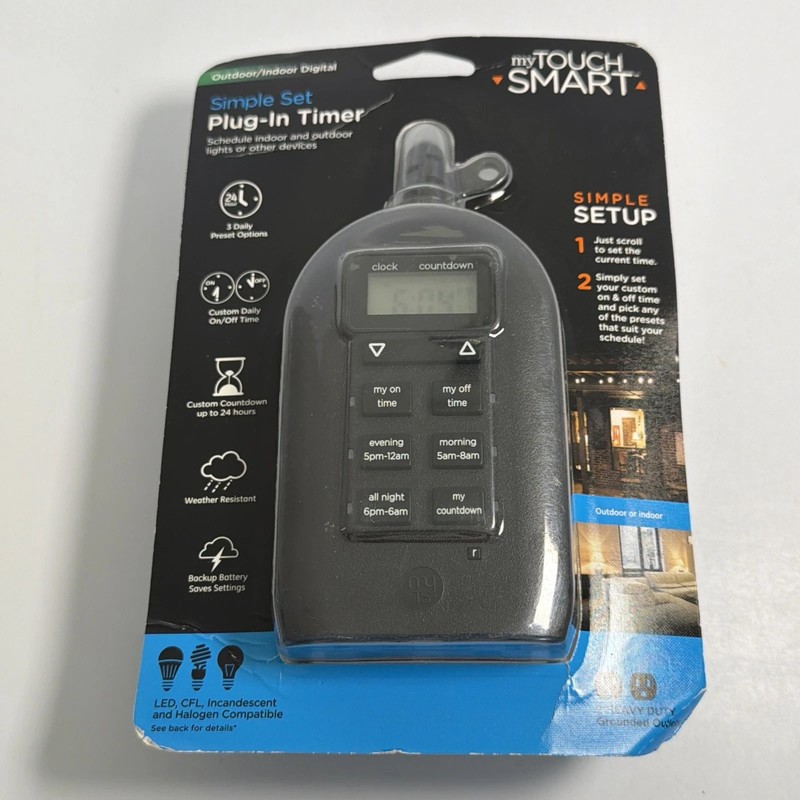 My Touch Smart Simple Set Plug-In Digital Timer #26898 Indoor & Outdoor New NIB