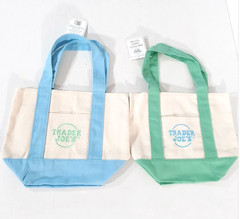 Trader Joe’s Mini Pastel Canvas Tote Bag in 1 Green, 1 Blue NWT Set of 2
